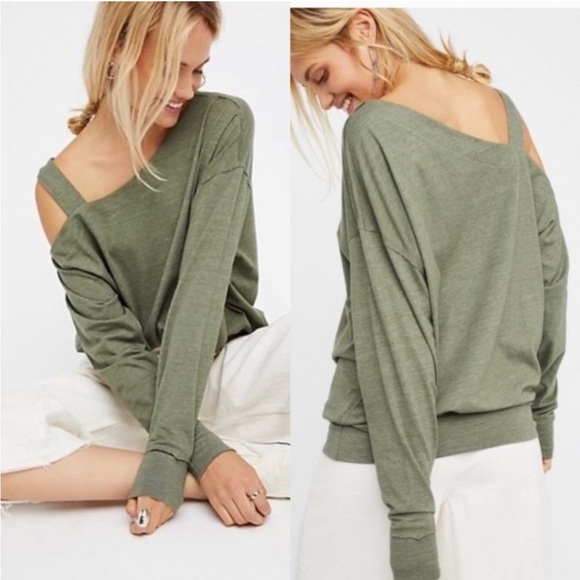 We The Free Tops - 🎉HP!🎉 We the Free Saratoga Top Green Size Small Boho Asymmetric Off the Shoulder